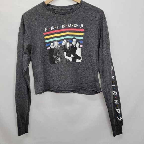 FRIENDS Cropped Boxy Long Sleeve Tee Shirt Size Medium - Picture 8 of 12